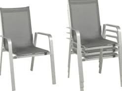 Set 4x Stapelsessel Urban 54 cm x 60 cm x 82 cm Platin-Graphit*Acamp Outlet