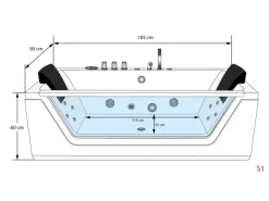 Whirlpool Pool Badewanne Wanne W83-C 90x180*AcquaVapore