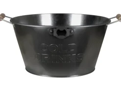 Getränkekühler Cold Drinks Zinkwanne Ø 35 cm x 17 cm Schwarz*A.H.G. Discount