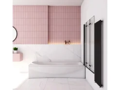 Outdoor Whirlpools|AICA 130x140cm Schwarz Badewanneaufsatz 3-tlg. Faltwand Duschwand 6mm ESG Nanoglas Duschabtrennung