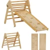 AIYAPLAY Fitnessgeräte|2 in 1 Klettergerüst Set mit Rutsche Indoor Kletterdreieck für Kinder