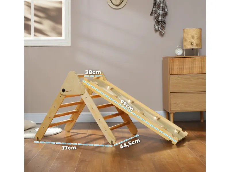 AIYAPLAY Fitnessgeräte|2 in 1 Klettergerüst Set mit Rutsche Indoor Kletterdreieck für Kinder