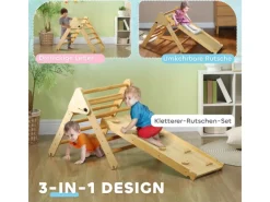 AIYAPLAY Fitnessgeräte|2 in 1 Klettergerüst Set mit Rutsche Indoor Kletterdreieck für Kinder