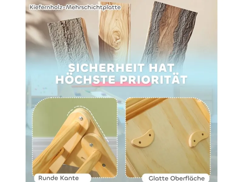 AIYAPLAY Fitnessgeräte|2 in 1 Klettergerüst Set mit Rutsche Indoor Kletterdreieck für Kinder