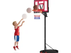 AIYAPLAY Outdoor-Spielzeug|Sportgeräte|Kinder Basketballkorb  Kunststoff Stahl Rot 83L x 2B x 250-310H cm