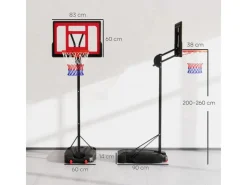 AIYAPLAY Outdoor-Spielzeug|Sportgeräte|Kinder Basketballkorb  Kunststoff Stahl Rot 83L x 2B x 250-310H cm