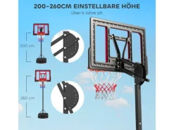 AIYAPLAY Outdoor-Spielzeug|Sportgeräte|Kinder Basketballkorb  Kunststoff Stahl Rot 83L x 2B x 250-310H cm