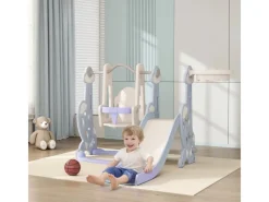 AIYAPLAY Gartenspielgeräte|Kinderschaukel mit Rutsche  Kunststoff Hellblau 160L x 147,5B x 107H cm