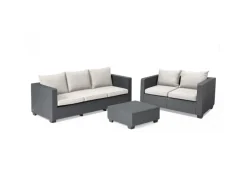 Keter Balkonmöbel|Gartenmöbel-Sets|Allibert Salta Gartenmöbel Set mit Gartensofa und Esstisch Wetterfeste Rattanoptik Gartenlounge