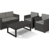 Allibert Sitzkissen|Lounge-Gartenmöbel|Victoria - Monaco Loungeset 4-teilig mit 2-sitzer, Sessel und Tisch