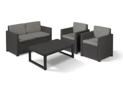 Allibert Sitzkissen|Lounge-Gartenmöbel|Victoria - Monaco Loungeset 4-teilig mit 2-sitzer, Sessel und Tisch
