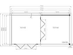 Gartenhaus Freiburg-44 Natur 755 cm x 399 cm mit 2 Falttüren*Alpholz Sale