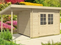 Gartenhaus Maria-40 Natur 300 x 250 cm + 150 cm Schleppdach, imprägniert*Alpholz Outlet