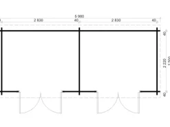Gartenhaus Maria Twin Pultdach Unbehandelt 578 cm x 224 cm*Alpholz Sale
