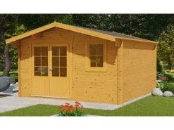 Kinder Alpholz Kinder-Gartengeräte|Holz-Gartenhaus Roger-34 Natur 400 cm x 400 cm Imprägniert