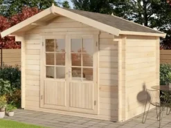 Kinder Alpholz Kinder-Gartengeräte|Holz-Gartenhaus Roger-34 Natur 300 cm x 300 cm Imprägniert