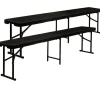 AMANKA Bierzeltgarnituren|Bierbank 2er-Set Kunststoff 183 x 30 x 43 cm - Schwarz