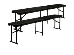 AMANKA Bierzeltgarnituren|Bierbank 2er-Set Kunststoff 183 x 30 x 43 cm - Schwarz