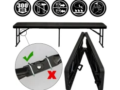 AMANKA Bierzeltgarnituren|Bierbank 2er-Set Kunststoff 183 x 30 x 43 cm - Schwarz