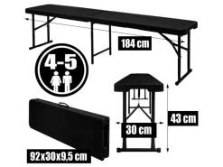 AMANKA Bierzeltgarnituren|Bierbank 2er-Set Kunststoff 183 x 30 x 43 cm - Schwarz