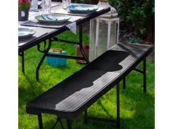 AMANKA Bierzeltgarnituren|Bierbank 2er-Set Kunststoff 183 x 30 x 43 cm - Schwarz