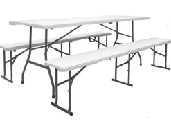 AMANKA Bierzeltgarnituren|Bierzeltgarnitur für 8 Personen 180 x 70 x 74 cm - Weiß