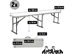 AMANKA Bierzeltgarnituren|Bierzeltgarnitur für 8 Personen 180 x 70 x 74 cm - Weiß