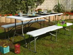 AMANKA Bierzeltgarnituren|Bierzeltgarnitur für 8 Personen 180 x 70 x 74 cm - Weiß