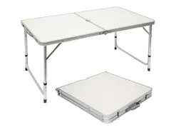 AMANKA Campingzubehör|Campingtisch Höhenverstellbar 120 x 60 x 70 cm Hellgrau