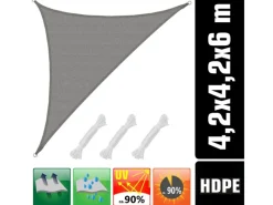 AMANKA Sonnensegel|HDPE Sonnensegel - 4,2 x 4,2 x 6 m Dreieck Grau
