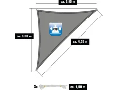 HDPE Sonnensegel - 3 x 3 x 4,2m Rechtwinklig*AMANKA Discount