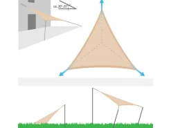 HDPE Sonnensegel - 3 x 3 x 3 m Dreieck Beige*AMANKA Best