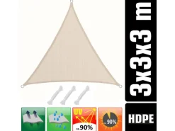 HDPE Sonnensegel - 3 x 3 x 3 m Dreieck Beige*AMANKA Best
