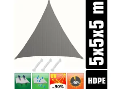 HDPE Sonnensegel - 5 x 5 x 5 m Dreieck Grau*AMANKA Hot