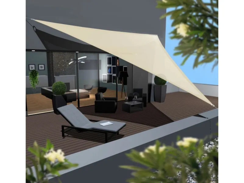 HDPE Sonnensegel - 7 x 7 x 7 m Dreieck Beige*AMANKA Best