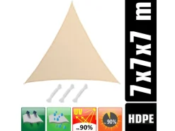 HDPE Sonnensegel - 7 x 7 x 7 m Dreieck Beige*AMANKA Best