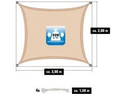 HDPE Sonnensegel - 3 x 2m Rechteckig Beige*AMANKA Sale