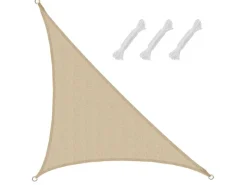 HDPE Sonnensegel - 3 x 3 x 4,2 m Rechtwinklig Beige*AMANKA Outlet