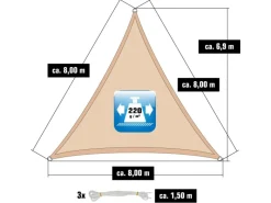 HDPE Sonnensegel Wasserdurchlässig - 8 x 8 x 8 m Dreieckig*AMANKA Clearance