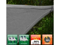 HDPE Sonnensegel Wasserdurchlässig - 6 x 5 m Rechteckig Grau*AMANKA Outlet