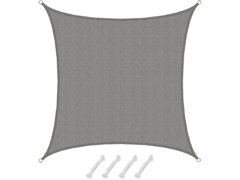 HDPE Sonnensegel Wasserdurchlässig - 4 x 4 m Quadratisch Grau*AMANKA Discount