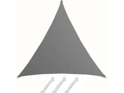 HDPE Sonnensegel Wasserdurchlässig - 7 x 7 x 7 m Dreieckig Grau*AMANKA Clearance