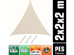 Polyester Sonnensegel Wasserabweisend - 2x2x2m Dreieck Beige*AMANKA Clearance