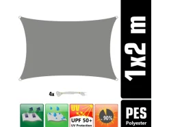 Polyester Sonnensegel Wasserdicht - 1 x 2 m Rechteckig Grau*AMANKA Online