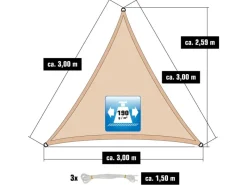 AMANKA Sonnensegel|Polyester Sonnensegel Wasserabweisend - 3 x 3 x 3 m Dreieck Beige
