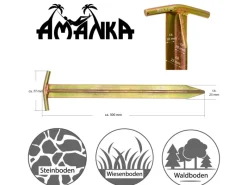 AMANKA Campingzubehör|Pavillons|Stahl Erdnägel mit T-Profil 4 Stück 300 x 25 mm Silberfarben