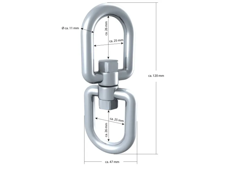 XL-Hängesessel Drehwirbel 10 x 125 mm bis 420 kg Silber*AMANKA Clearance
