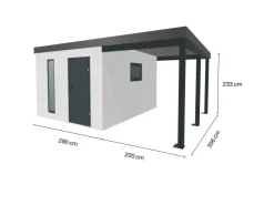 Gartenhaus Urban One Typ 7 Überdachung Rechts 290 x 356 cm Weiß*Amazing Spaces Outlet