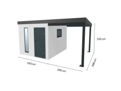 Amazing Spaces Fitnessgeräte|Gartenhaus Urban One Typ 7 Überdachung Rechts 250 x 298 cm Weiß