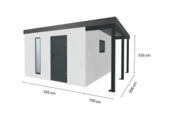 Amazing Spaces Fitnessgeräte|Gartenhaus Urban One Typ 5 Überdachung Rechts 345 x 356 cm Weiß
